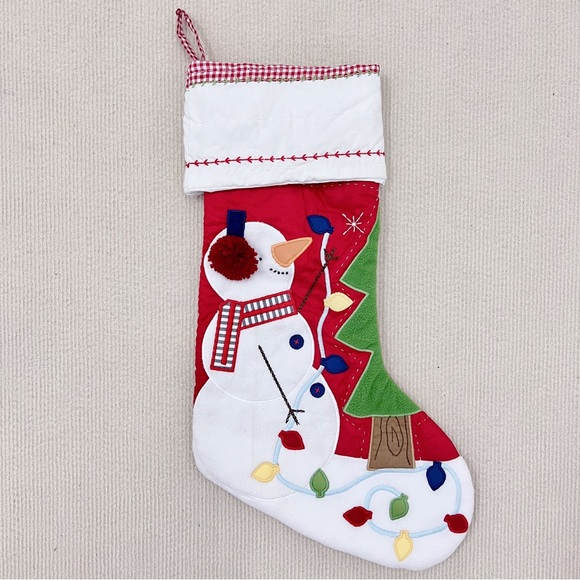 Pottery Barn Kids Snowman with Light Quilted Christmas Stocking,No monogram,red - Picture 1 of 3